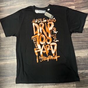Hustle Gang Black and Orange Short Sleeve Tee